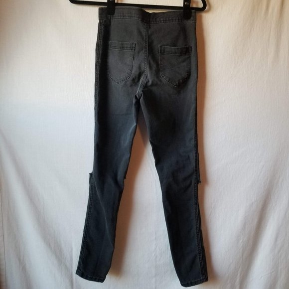 ASOS Black Jeans Distressed Knee Holes Womens Size 26X30 - Picture 3 of 10